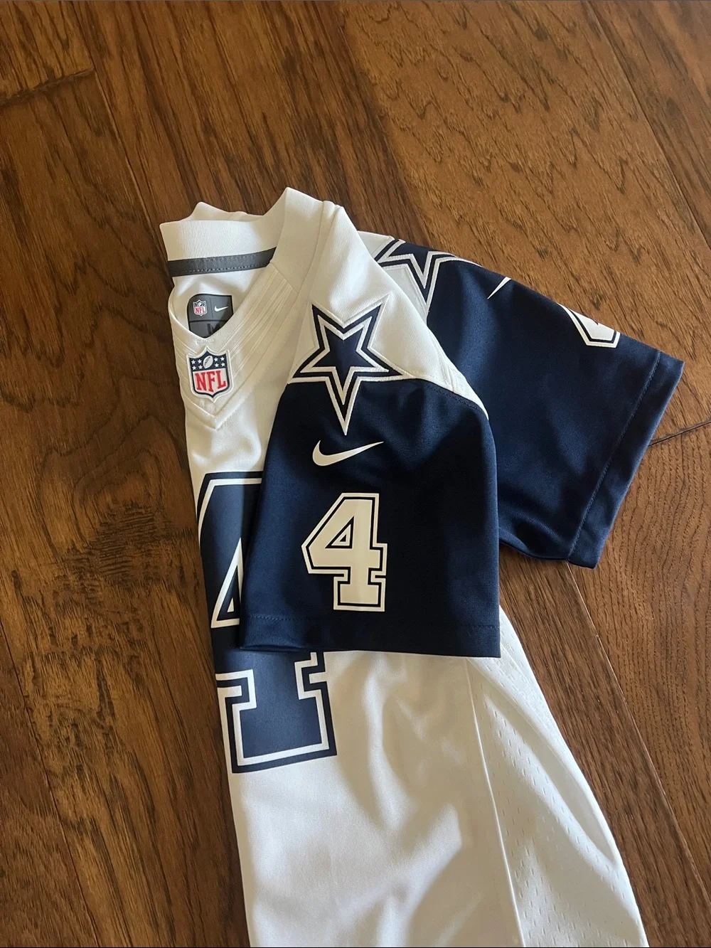 Nike White & Navy Dallas Cowboys #4 Prescott Football Jersey